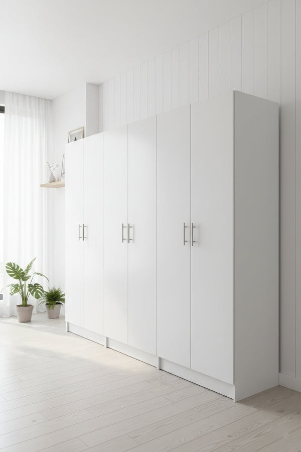 English Elm Modex Three Piece Tall Melamine Storage Cabinet Set for Garage Office or Kitchen B040S00169