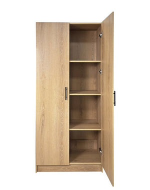 English Elm Modex Oak Four Piece Tall Melamine Cabinet Set with Soft Close Doors for Garage B040S00170