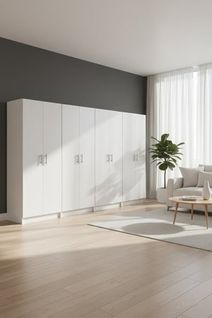English Elm Modex Four Piece Melamine Storage Cabinet Set with Soft Close Doors for Home or Office B040S00171
