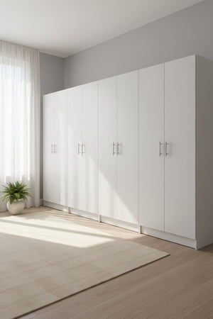 English Elm Modex Four Piece Melamine Storage Cabinet Set with Soft Close Doors for Home or Office B040S00171