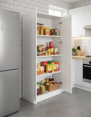 English Elm Modex Four Piece Melamine Storage Cabinet Set with Soft Close Doors for Home or Office B040S00171