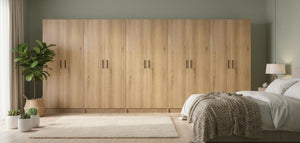 English Elm Modex Oak Five Piece Vertical Melamine Cabinet Set for Garage and Home Office B040S00172