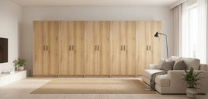 English Elm Modex Oak Five Piece Vertical Melamine Cabinet Set for Garage and Home Office B040S00172