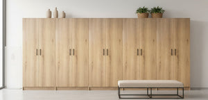 English Elm Modex Oak Five Piece Vertical Melamine Cabinet Set for Garage and Home Office B040S00172
