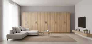 English Elm Modex Oak Five Piece Vertical Melamine Cabinet Set for Garage and Home Office B040S00172