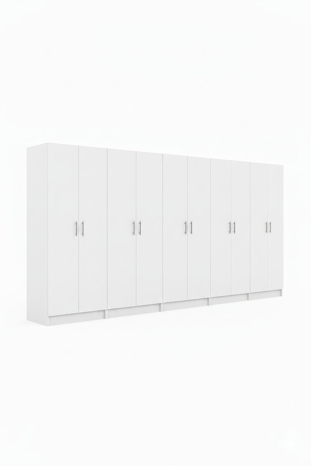 English Elm Modex Five Piece Modular Cabinet Set with Soft Close Doors and Slim White Melamine Finish B040S00173