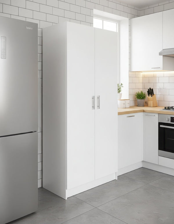 English Elm Modex Five Piece Modular Cabinet Set with Soft Close Doors and Slim White Melamine Finish B040S00173