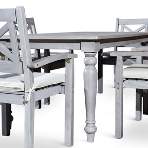 English Elm Rectangular Outdoor Eucalyptus Farmhouse Dining Set with Six X-back Armchairs B046S00001