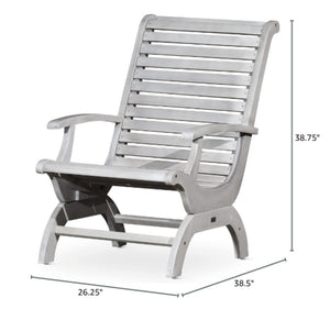 English Elm Eucalyptus Solid Wood Outdoor Plantation Chair with Sleigh Frame and Slatted Seat B046S00007