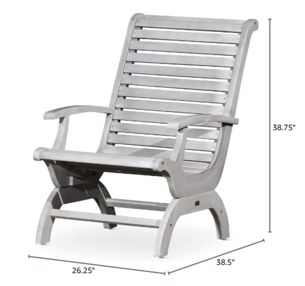 English Elm Eucalyptus Solid Wood Outdoor Plantation Chair with Sleigh Frame and Slatted Seat B046S00007