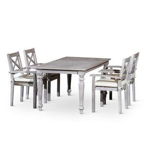 English Elm Rectangular Eucalyptus Outdoor Dining Set Farmhouse X-back Chairs Patio Entertainer B046S00011