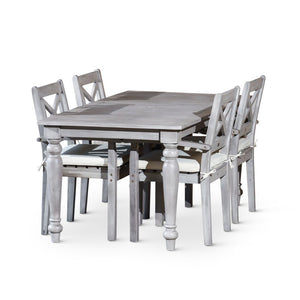 English Elm Rectangular Eucalyptus Outdoor Dining Set Farmhouse X-back Chairs Patio Entertainer B046S00011