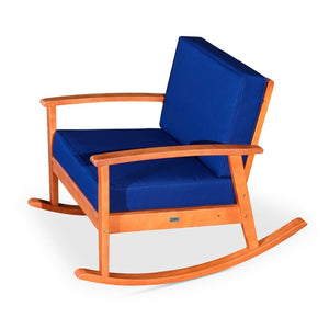 English Elm Eucalyptus Outdoor Rocking Chair with Thick Cushions Fsc Wood Porch Rocker Natural Oil Navy B046S00014