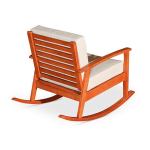 English Elm Eucalyptus Outdoor Rocking Chair with Thick Cushions Fsc Wood Porch Rocker Natural Oil Navy B046S00014