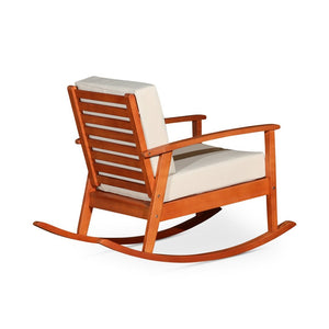 English Elm Eucalyptus Outdoor Rocking Chair with Thick Cushions Fsc Wood Porch Rocker Natural Oil Navy B046S00014