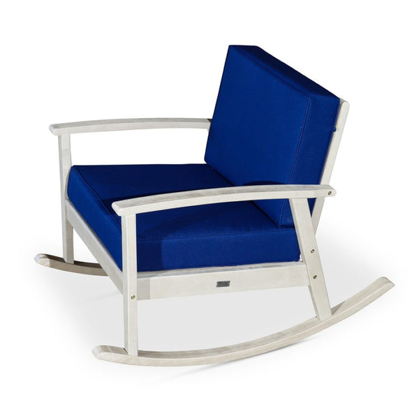 English Elm Eucalyptus Outdoor Rocking Chair with Thick Cushions Fsc Wood Porch Rocker Driftwood Gray Navy B046S00023