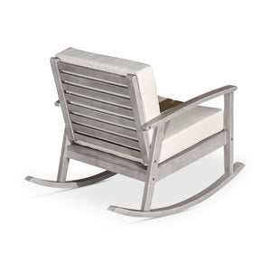English Elm Eucalyptus Outdoor Rocking Chair with Thick Cushions Fsc Wood Porch Rocker Driftwood Gray Navy B046S00023