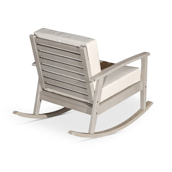 English Elm Eucalyptus Outdoor Rocking Chair with Thick Cushions Fsc Wood Porch Rocker Driftwood Gray Navy B046S00023