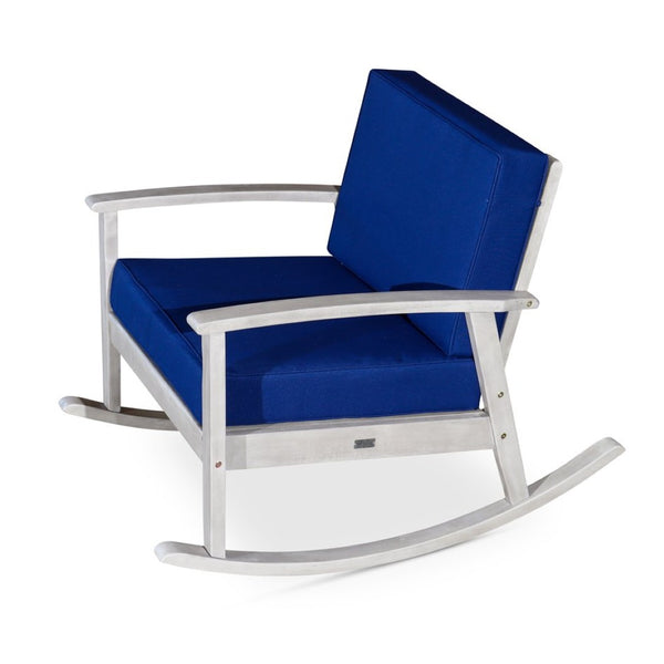 English Elm Eucalyptus Outdoor Rocking Chair with Thick Cushions Fsc Wood Porch Rocker Silver Gray Navy B046S00028