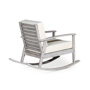 English Elm Eucalyptus Outdoor Rocking Chair with Thick Cushions Fsc Wood Porch Rocker Silver Gray Navy B046S00028