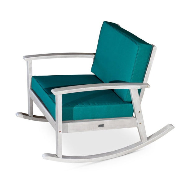 English Elm Eucalyptus Outdoor Rocking Chair with Thick Cushions Fsc Wood Porch Rocker Silver Gray Dark Green B046S00029