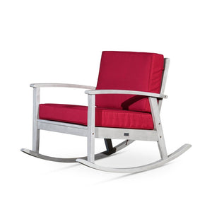 English Elm Eucalyptus Outdoor Rocking Chair with Thick Cushions Fsc Wood Porch Rocker Silver Gray Burgundy B046S00032