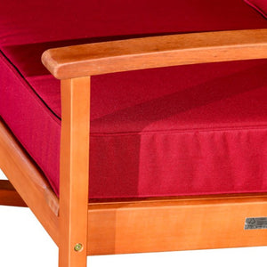 English Elm Eucalyptus Outdoor Rocking Chair with Thick Cushions Fsc Wood Porch Rocker Natural Oil Burgundy B046S00034