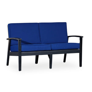English Elm Eucalyptus Deep Seat Outdoor Loveseat with Thick Cushions Weather Resistant Wood Frame Espresso Navy B046S00051