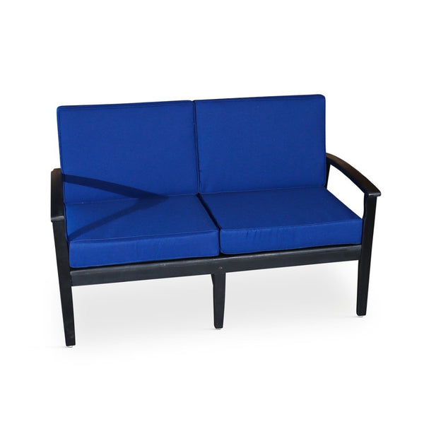 English Elm Eucalyptus Deep Seat Outdoor Loveseat with Thick Cushions Weather Resistant Wood Frame Espresso Navy B046S00051