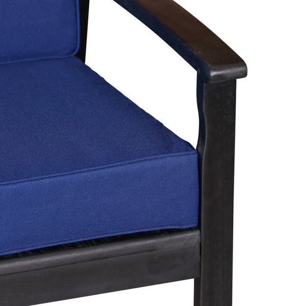 English Elm Eucalyptus Deep Seat Outdoor Loveseat with Thick Cushions Weather Resistant Wood Frame Espresso Navy B046S00051