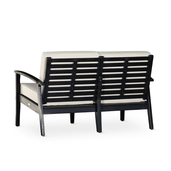 English Elm Eucalyptus Deep Seat Outdoor Loveseat with Thick Cushions Weather Resistant Wood Frame Espresso Navy B046S00051