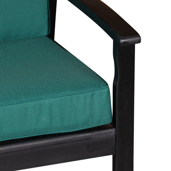 English Elm Eucalyptus Deep Seat Outdoor Loveseat with Thick Cushions Weather Resistant Wood Frame Espresso Dark Green B046S00052