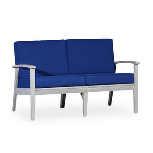 English Elm Eucalyptus Deep Seat Outdoor Loveseat with Thick Cushions Weather Resistant Wood Frame Silver Gray Navy B046S00062