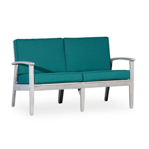 English Elm Eucalyptus Deep Seat Outdoor Loveseat with Thick Cushions Weather Resistant Wood Frame Silver Gray Dark Green B046S00063