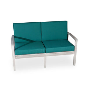 English Elm Eucalyptus Deep Seat Outdoor Loveseat with Thick Cushions Weather Resistant Wood Frame Silver Gray Dark Green B046S00063