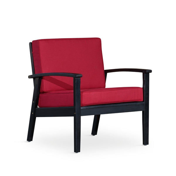 English Elm Deep Seat Fsc Eucalyptus Outdoor Lounge Chair with Weather Resistant Wood Frame Espresso Burgundy B046S00071