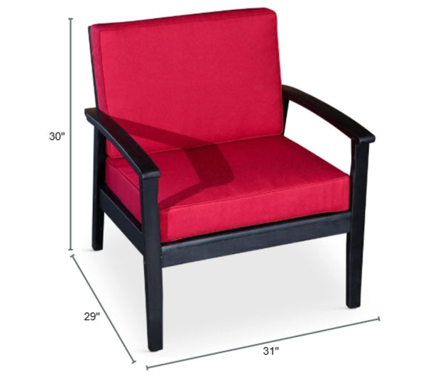 English Elm Deep Seat Fsc Eucalyptus Outdoor Lounge Chair with Weather Resistant Wood Frame Espresso Burgundy B046S00071
