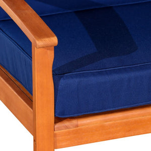 English Elm Deep Seat Fsc Eucalyptus Outdoor Lounge Chair with Weather Resistant Wood Frame Natural Navy B046S00072