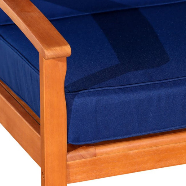 English Elm Deep Seat Fsc Eucalyptus Outdoor Lounge Chair with Weather Resistant Wood Frame Natural Navy B046S00072