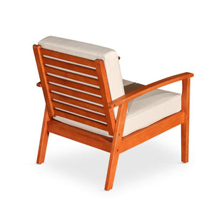 English Elm Deep Seat Fsc Eucalyptus Outdoor Lounge Chair with Weather Resistant Wood Frame Natural Navy B046S00072