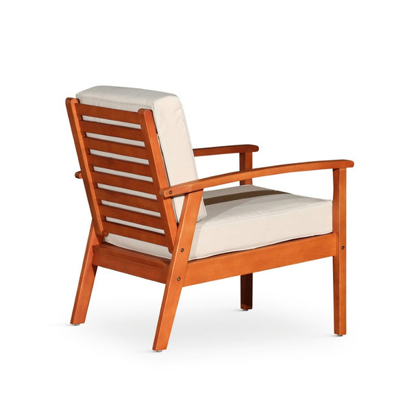 English Elm Deep Seat Fsc Eucalyptus Outdoor Lounge Chair with Weather Resistant Wood Frame Natural Navy B046S00072