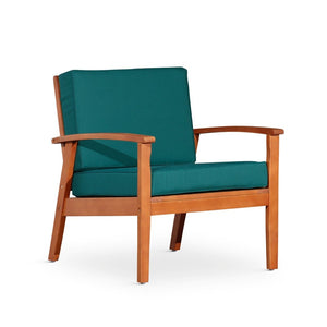 English Elm Deep Seat Fsc Eucalyptus Outdoor Lounge Chair with Weather Resistant Wood Frame Natural Dark Green B046S00073