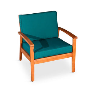 English Elm Deep Seat Fsc Eucalyptus Outdoor Lounge Chair with Weather Resistant Wood Frame Natural Dark Green B046S00073