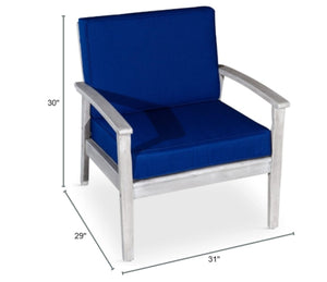English Elm Deep Seat Eucalyptus Outdoor Lounge Chair Fsc Certified Wood Coastal Patio Seating Navy B046S00084