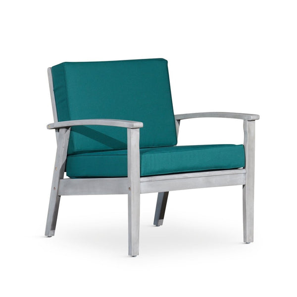 English Elm Deep Seat Eucalyptus Outdoor Lounge Chair Fsc Certified Wood Coastal Patio Seating Dark Green B046S00085