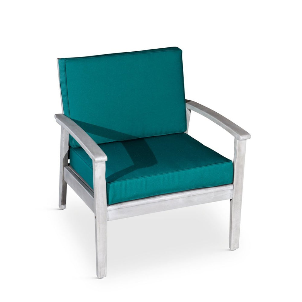 English Elm Deep Seat Eucalyptus Outdoor Lounge Chair Fsc Certified Wood Coastal Patio Seating Dark Green B046S00085