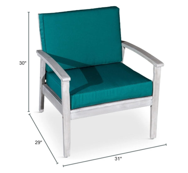 English Elm Deep Seat Eucalyptus Outdoor Lounge Chair Fsc Certified Wood Coastal Patio Seating Dark Green B046S00085