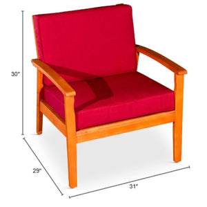 English Elm Deep Seat Fsc Eucalyptus Outdoor Lounge Chair with Weather Resistant Wood Frame Natural Burgundy B046S00088