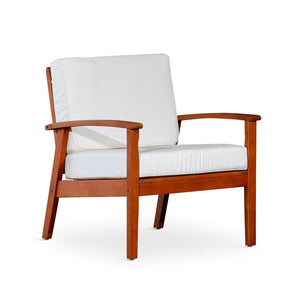 English Elm Deep Seat Fsc Eucalyptus Outdoor Lounge Chair with Weather Resistant Wood Frame Natural Burgundy B046S00088