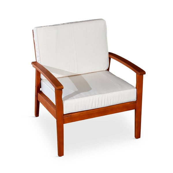 English Elm Deep Seat Fsc Eucalyptus Outdoor Lounge Chair with Weather Resistant Wood Frame Natural Burgundy B046S00088